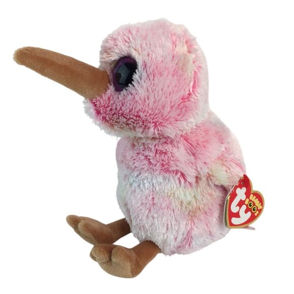 Ty Beanie Boos Kiwi Bird Plush 7" Pink Stuffed Animal Purple Sparkle Eyes w/Tags - Picture 1 of 8